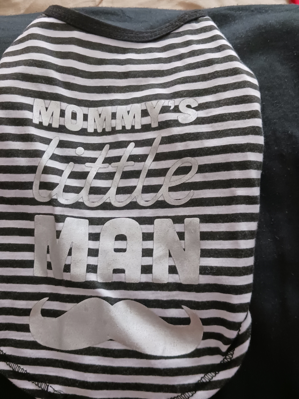 NWOT Striped "Mommy's Little Man" Dog Tee in Black & White